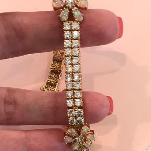 Sterling silver vermeil bracelet opal flower and cz Uncas